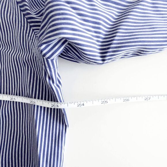 Calvin Klein Men's Slim Fit Non Iron Shirt Long Sleeve Pinstripes Blue Size 17 - Picture 7 of 8